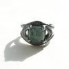 untreated aquamarine pillow cut, darkened silver size 8 ring-front