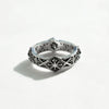X-band sterling silver ring-diamond pattern in natural light