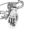 Hands with hidden flower silver pendant-hand detail
