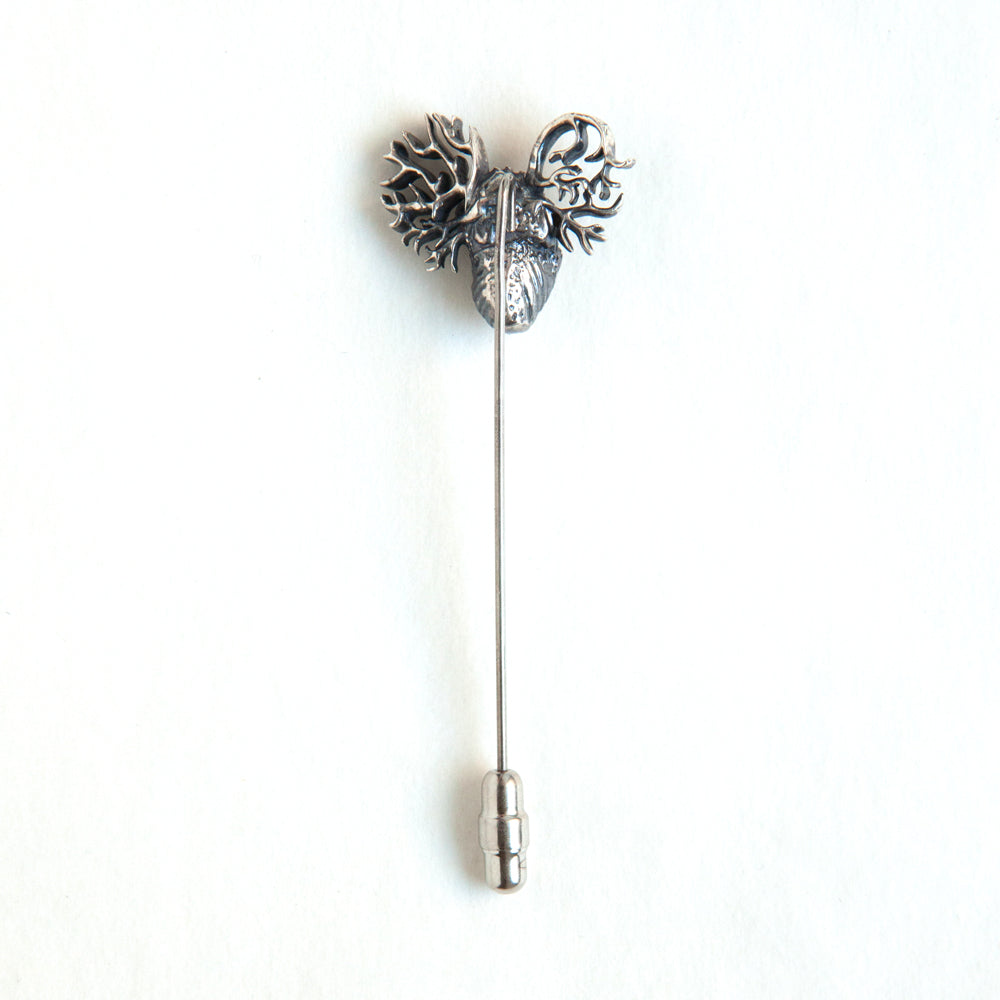Realistic Heart lapel or hat pin, sterling silver-back