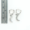 moonstone moon earrings, silver, lightweight-measure
