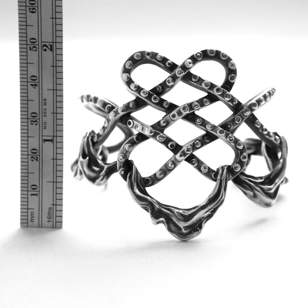 Nine endless knots infinity bracelet, for smaller wrists, silver cuff-measure