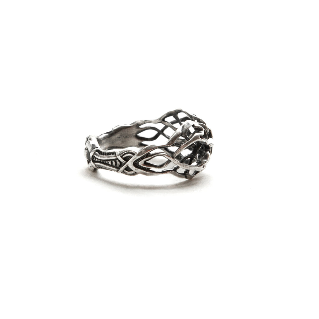 open work silver string ring-side