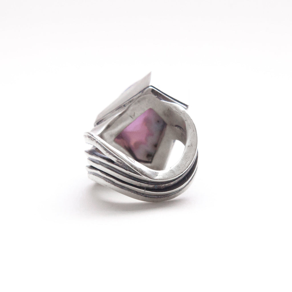 purple chalcedony asymmetrical silver ring-back