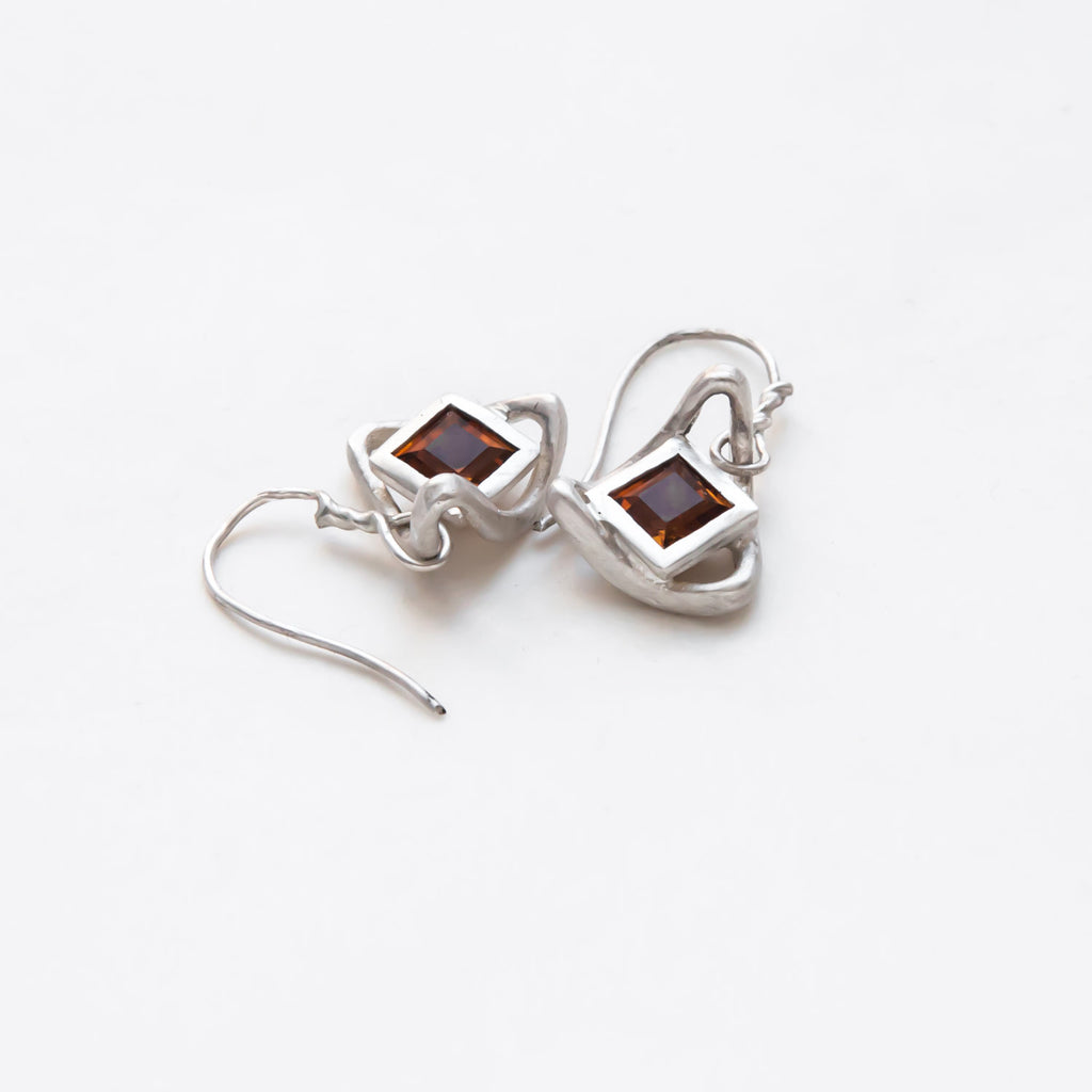 square over triangle citrine earrings french wire-side