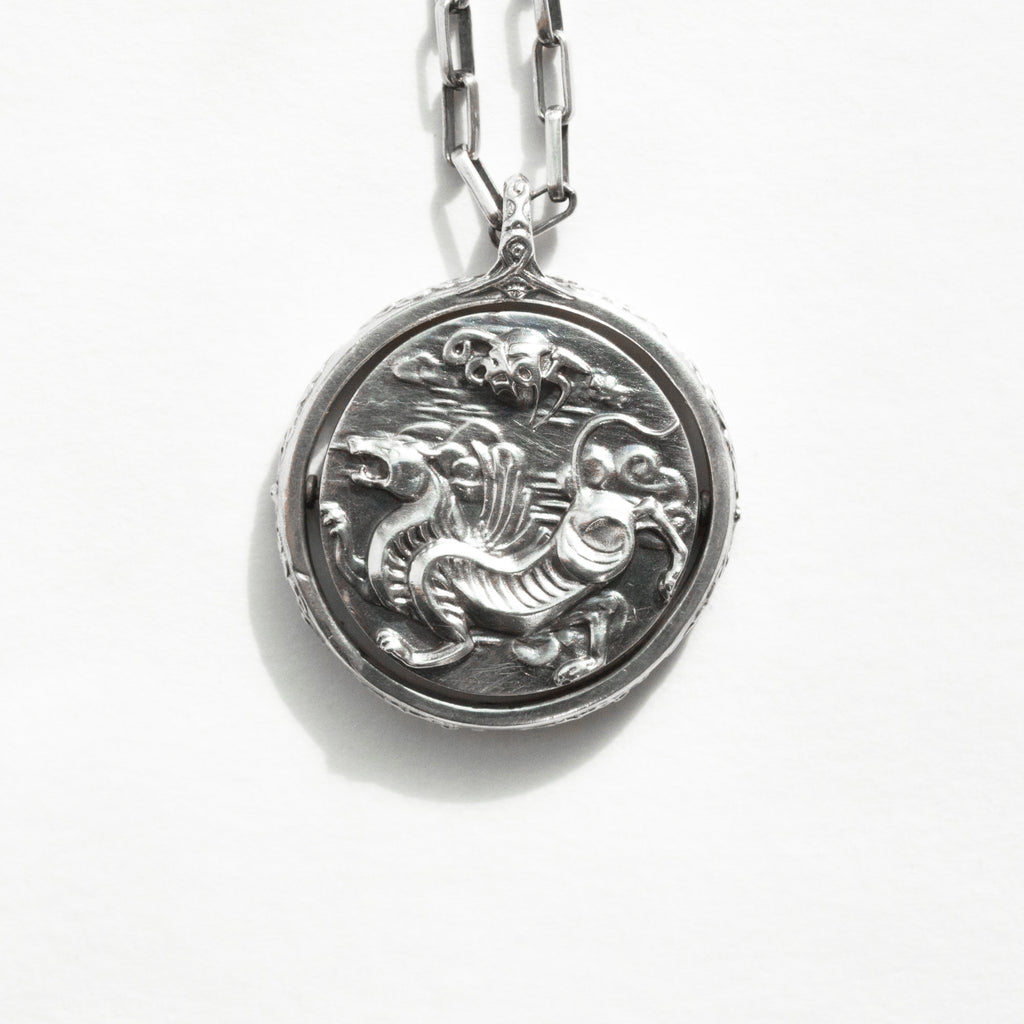 AIr Tiger double sided silver pendant. It flips.front.