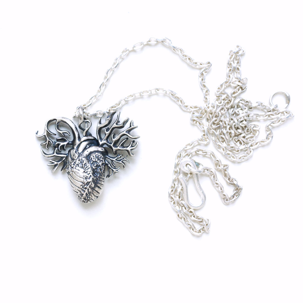 detailed anatomical heart pendant,. front with chain