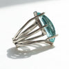 five band aquamarine silver ring size 7 side view in a different kind of light