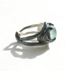 untreated aquamarine pillow cut, darkened silver size 8 ring-side