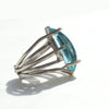 five band aquamarine silver ring size 7 side view in a different kind of light