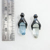 mismatched aquamarine and blackened silver mounts earrings. measuring