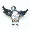 baroque pearl swan sterling silver brooch front view 