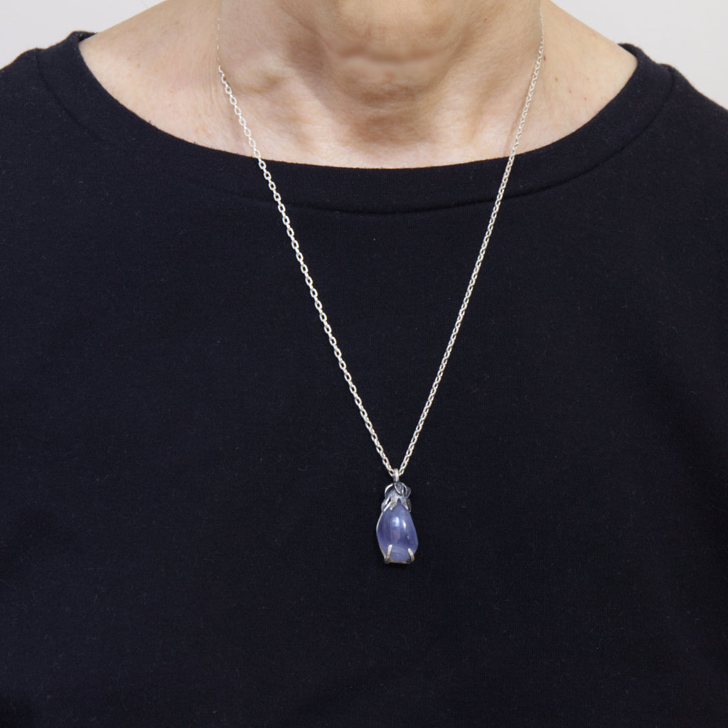 blue chalcedony eggplant necklace-as worn