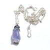 blue chalcedony eggplant necklace-front with chain and hook clasp