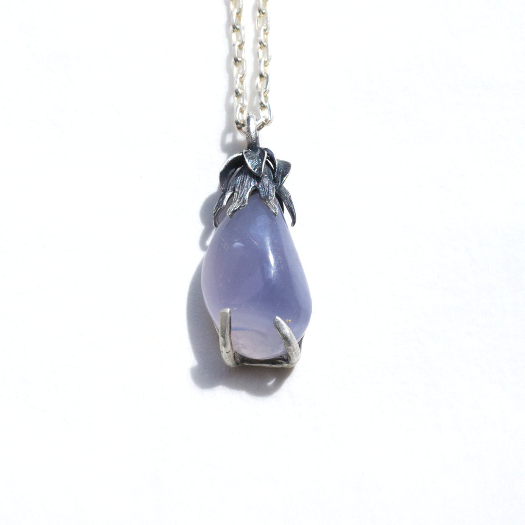 blue chalcedony eggplant necklace-front