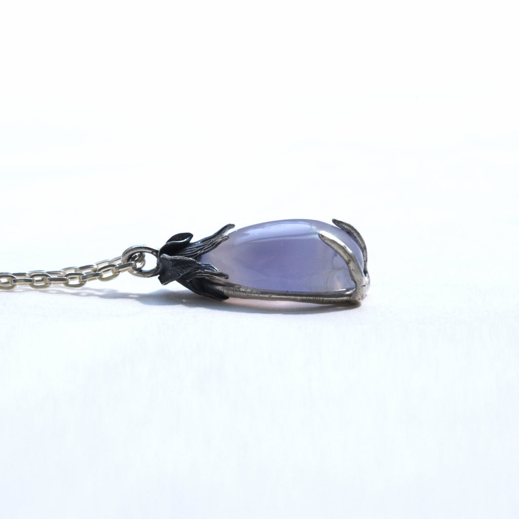 blue chalcedony eggplant necklace-side