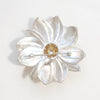 Spring time dahlia, silver with a 10 gold disc floret, topaz dewdrops brooch. Back