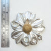 Spring time dahlia, silver with a 10 gold disc floret, topaz dewdrops brooch. Measure