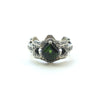 entablalture silver ring with princess cut green tourmaline, liver of sulfur patina. size 6-front