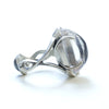 marquis topaz silver ring with pattern below the stone. side