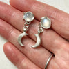 Moonstone moon sterling silver earrings. New design. in a hand