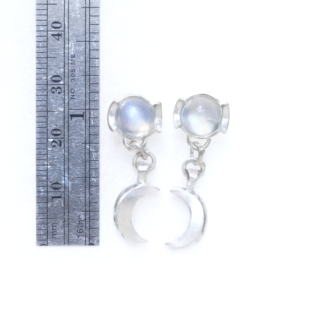 Moonstone moon sterling silver earrings. New design. Measure