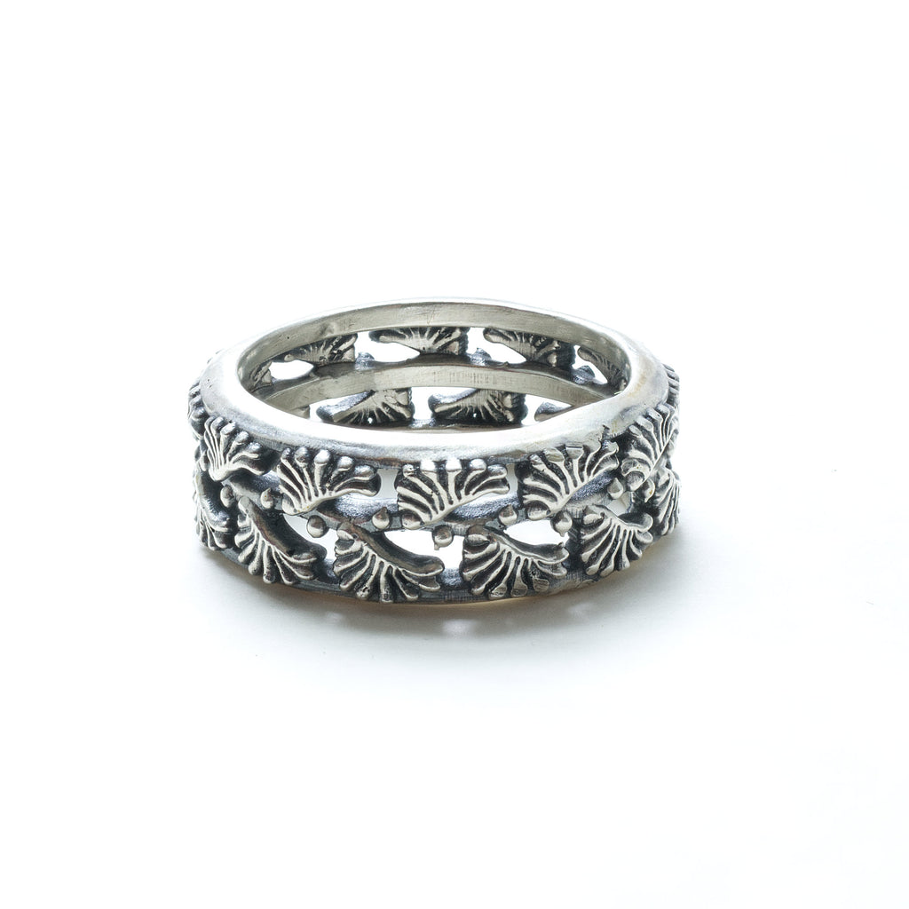 pennatulida fossil ring sterling silver