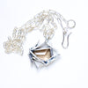 quartz pentagonal sterling silver pendant back shown with chain and clasp