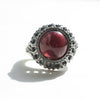 rhodolite garnet silver dome ring size 7.5 in a different kind of light