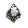 Square Face Baroque brooch pendant, sterling silver, 24k gold foil infused with keum boo process, Front
