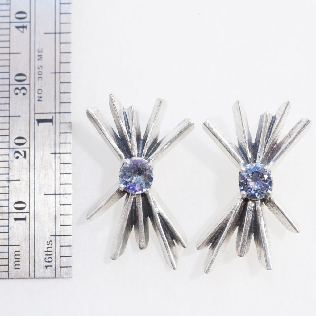 starlight tanzanite silver earrings. measure