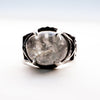 topaz Ah silver ring size 7 close up of inclusions in the gem stone in a different light