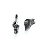 Silver treble clef for one ear, silver bass clef for the other