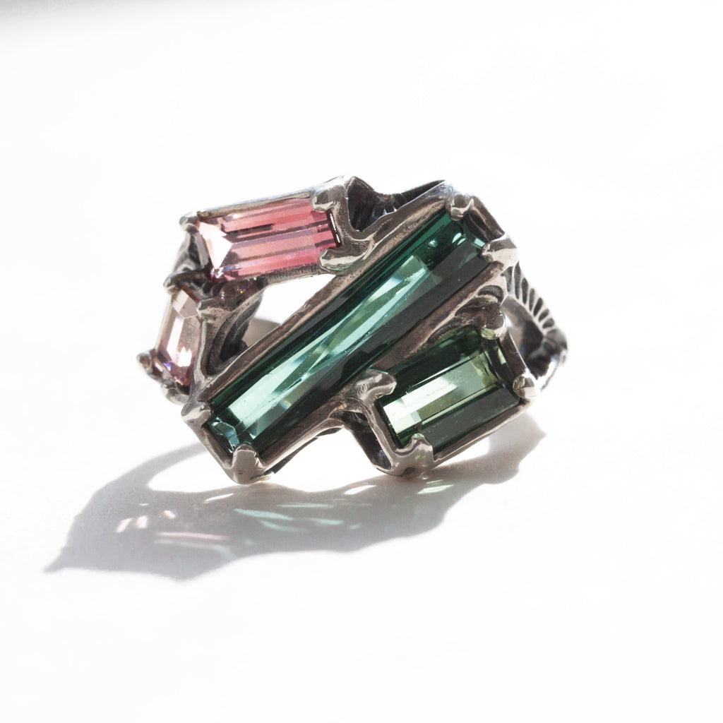Tumbling tourmaline ring size 8.25 in a different kind of light