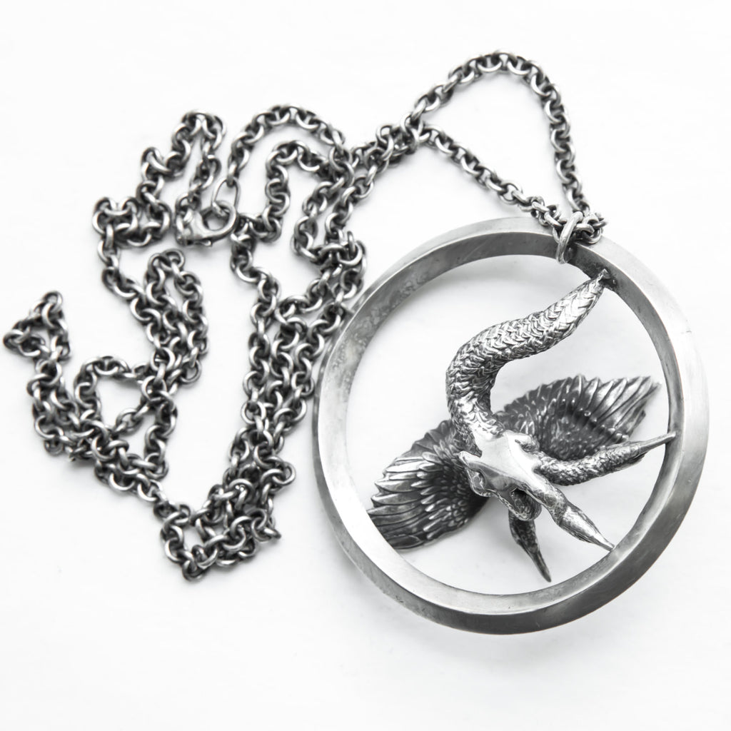 3-headed Bosch bird silver pendant-underneath