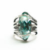 untreated aquamarine,silver,5 braided band ring,front