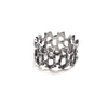 Open work abstract pattern ring, size 4.5. front