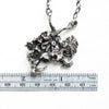 Bouquet of fantasy flowers silver pendant-measure