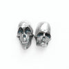 comedy and tragedy sterling silver skull earrings front view