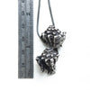 Double conch blackened silver pendant-snake chain-measure