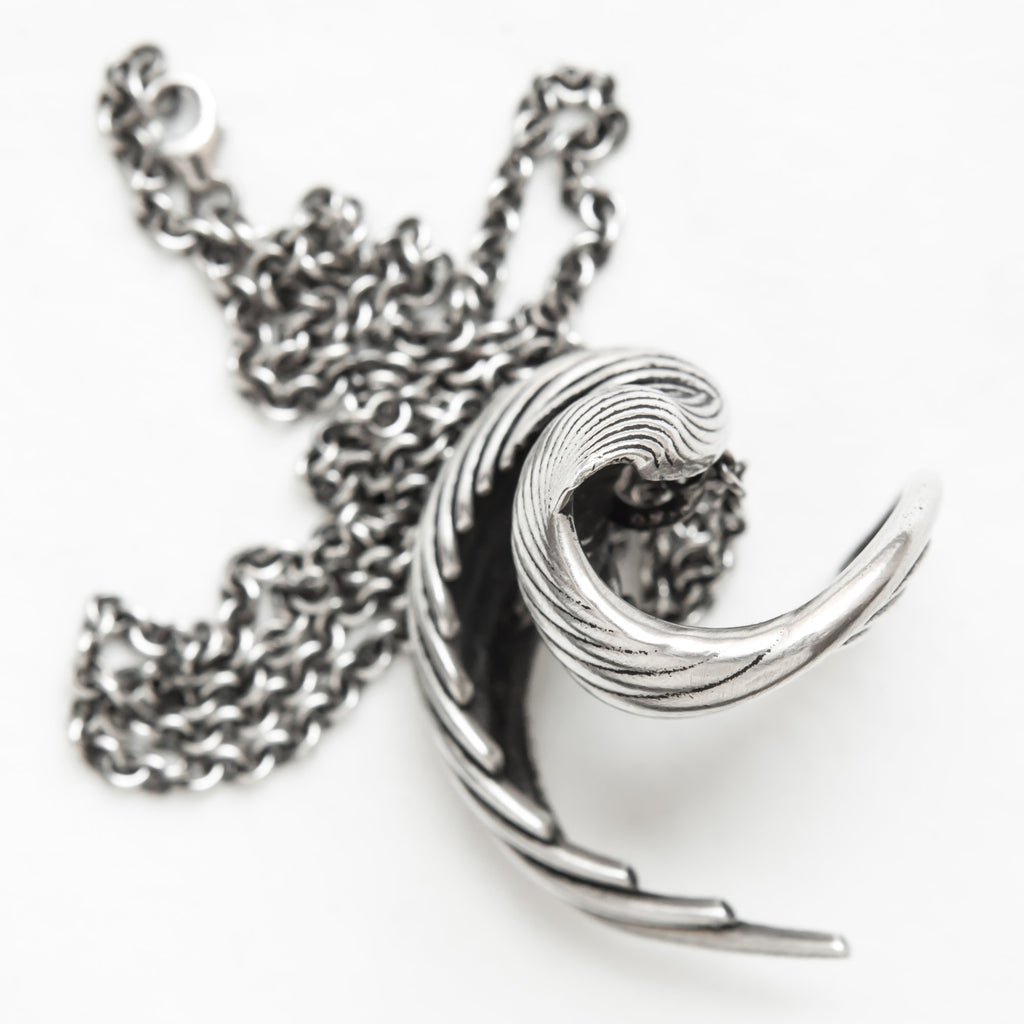 S-Curve Spiral silver pendant-front