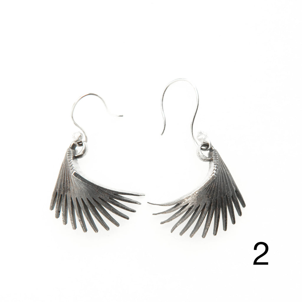 gently curving fin earrings-silver-style 2