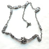 friendship knot sterling silver choker necklacewith silver beads-front