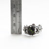 entablalture silver ring with princess cut green tourmaline, size 6-measure