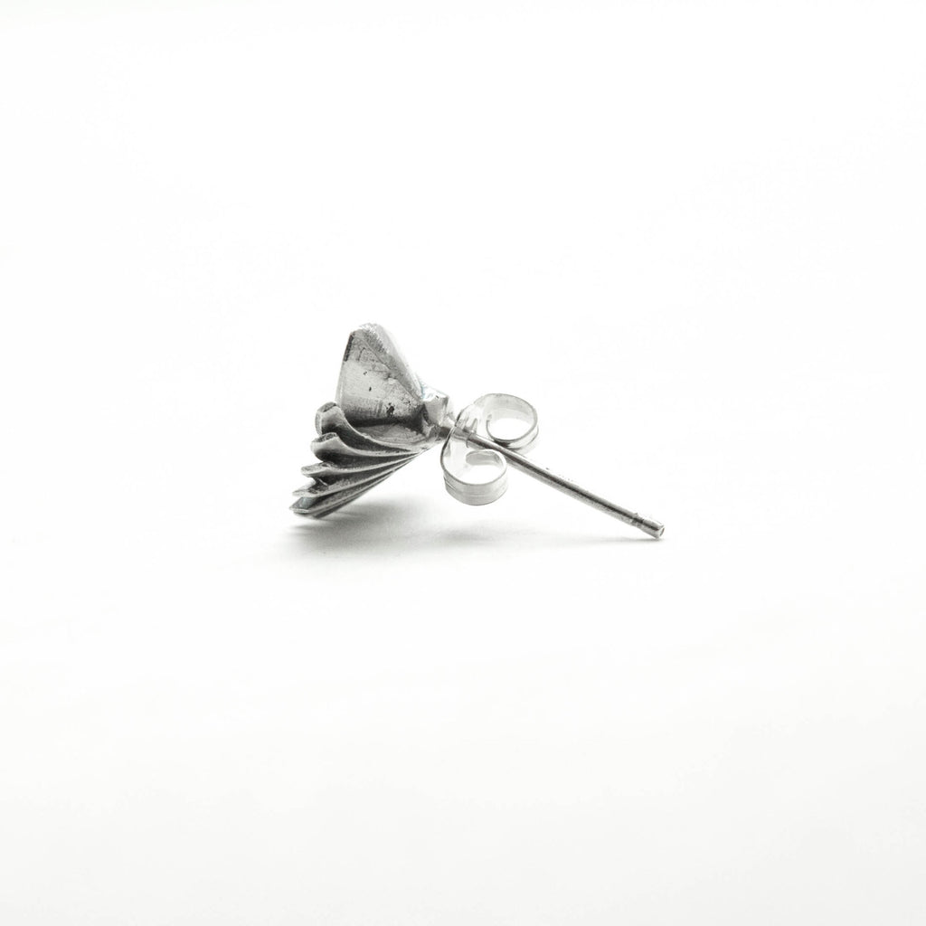 wing and shield earrings with grey spinel-side