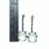 unheated hexagonal aquamarine twisted silver earrings-measure