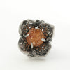 Natural Imperial topaz, sterling silver flower ring, size 7, front