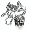 stylized gargoyle male portrait pendant, sterling silver-front