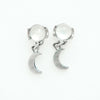 moonstone moon earrings, silver, lightweight-front