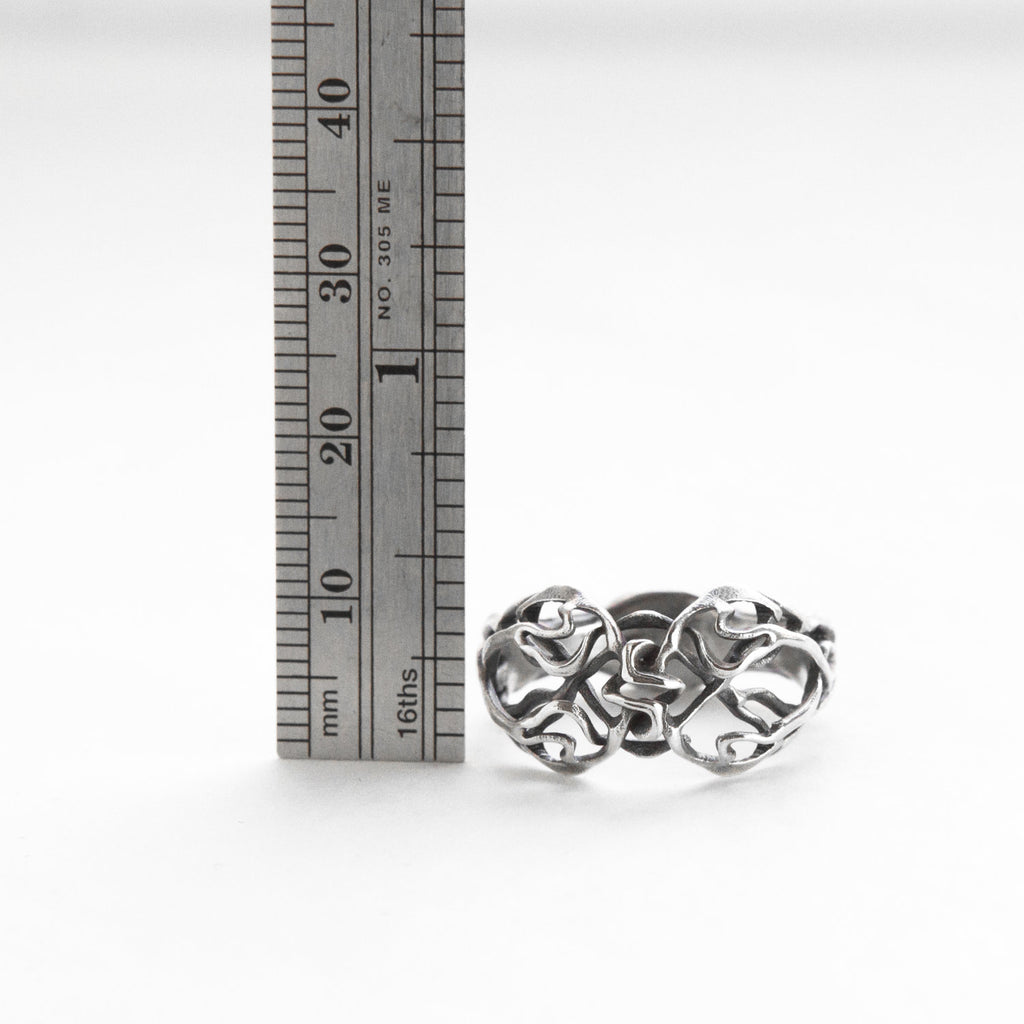 open work silver string ring-measure